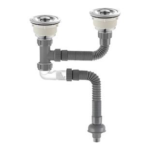 厨房老式陶瓷双槽下水套装洗碗洗菜双水槽下水防臭防烫加长管配件