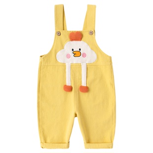 【100%棉】宝宝纯棉背带裤嘟嘟家婴儿春秋男童儿童裤子女童衣服春