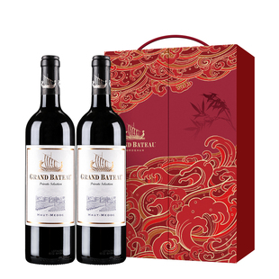 ASC法国进口红酒小龙战舰干红上梅多克葡萄酒2支热销礼盒装