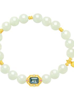 玉匠世家好事花生转运珠和田玉手串女款S925玉石手链送女友送闺蜜