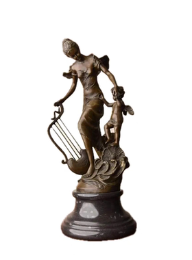 铜雕塑工艺品天使竖琴铜像摆件