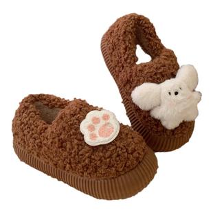 细细条 可爱爪子毛绒小兔毛毛鞋保暖学生冬季少女心外穿面包鞋女