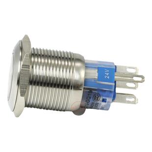 一佳不锈钢金属按钮开关GQ19-11E电源金属防水自复位带指示灯19mm