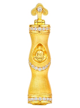 VISING珠宝《马年节节高》金色竹节马蹄悟道吊坠项链手工刻丝S925