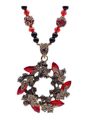 古铜圆珠链子女花环吊坠