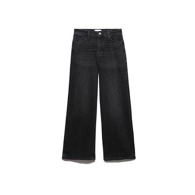 新款高腰阔腿牛仔裤FRAME磨白