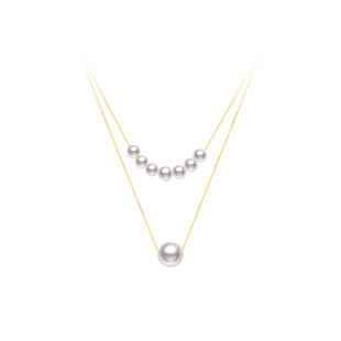 akoya珍珠吊坠18K金项链海水珍珠微笑系列双层锁骨套链高级感轻奢