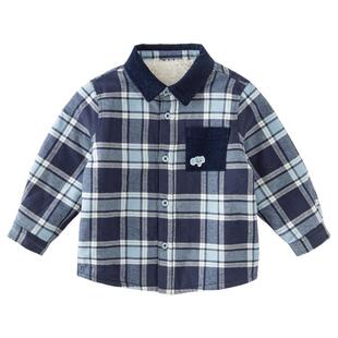 【商场同款】戴维贝拉儿童衬衫保暖冬季新款男童加绒宝宝格子衬衣