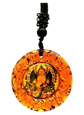 黄财神琉璃招财聚财吊坠平安挂件饰品旺财滚滚来呀财神爷项链男女