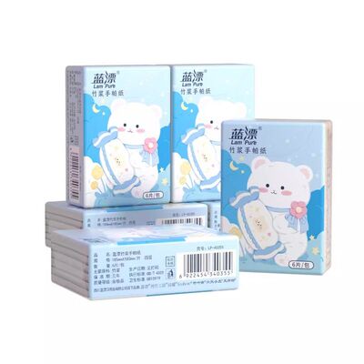 手帕纸6片装小方巾亲肤家用实惠装随身装卫生纸巾本色餐巾纸