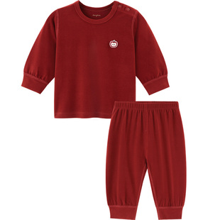 Aengbay[丽丝红果]婴儿秋衣秋裤保暖睡衣宝宝衣服新生儿分体套装