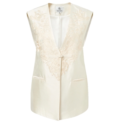 马天奴纯色新中式刺绣修身马甲