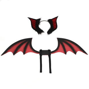 万圣节蝙蝠兽耳发箍翅膀套装手作恶魔甜心装扮道具配饰cos道具