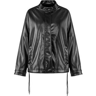 LAGOGO仿兔毛街头风内里PU皮衣女拉谷谷2025冬季新款保暖厚外套