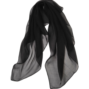 【微瑕】100%桑蚕丝纯色黑色真丝小方巾女士高档春秋薄款丝巾围巾