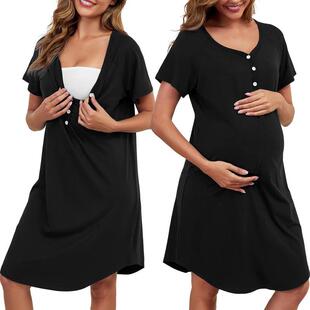 M 52853 Maternity Hospital Nursing Dress 孕妈哺乳裙 跨境代发