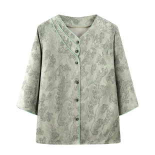 雅鹿奶奶衣服春秋衬衫老年人秋装夏女装新款上衣夏装套装妈妈装