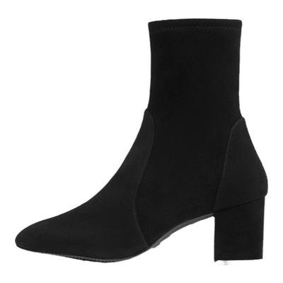 SW秋冬经典方跟圆头短靴袜靴女