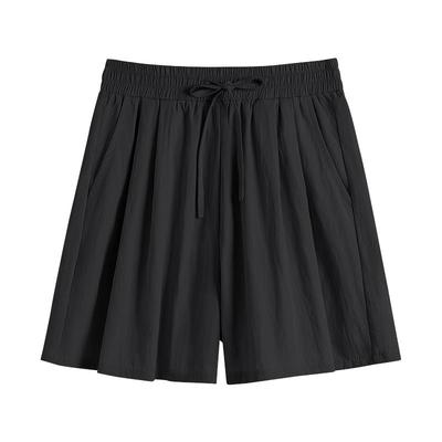 班尼路黑色短裤女外穿夏a字宽松