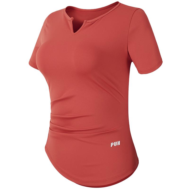 岚纹运动短袖女弹力速干跑步显瘦健身上衣t恤含胸垫瑜伽服夏季薄