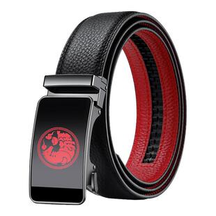 卡帝乐鳄鱼男生真皮红腰带2026本命年马年红色皮带送爸爸男友礼物