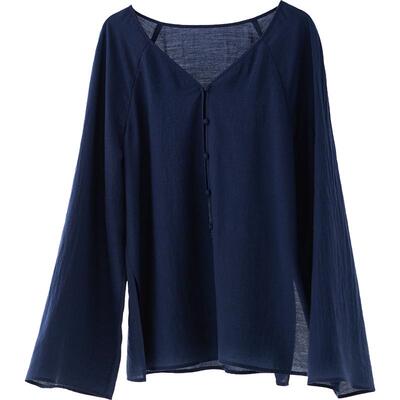 CR松弛感宽松长袖开衫藏蓝色上衣