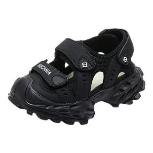 儿童运动凉鞋夏季新款镂空网面男童包头框子鞋轻便透气女童沙滩鞋