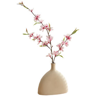 仿真桃花枝装饰假花摆设新中式花艺摆件禅意风桌面摆件拍照道具