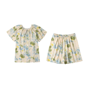 睡衣夏女士短袖2026新款棉绸家居服套装大码薄款网红慵懒风可外穿