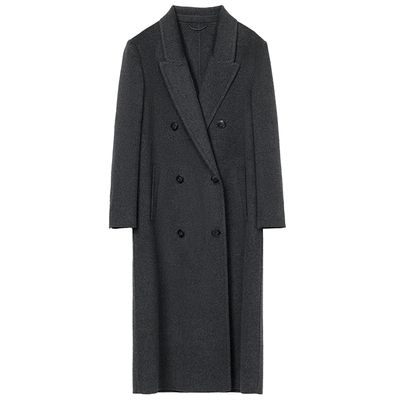 【羊毛羊绒】LANCY/朗姿2025冬新款双面呢西装领长大衣百搭外套女