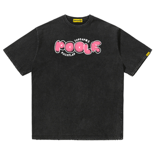 摇滚计划潮牌夏季球星普尔英文印花短袖季后赛做旧重磅T恤休闲ins