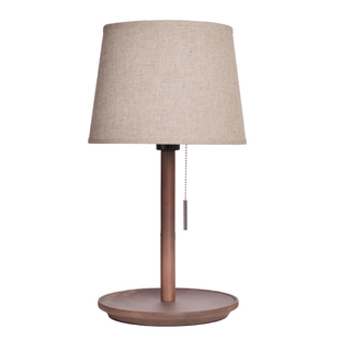 黑胡桃木色原木台灯卧室简约温馨护眼书桌拉绳开关北欧客厅床头灯