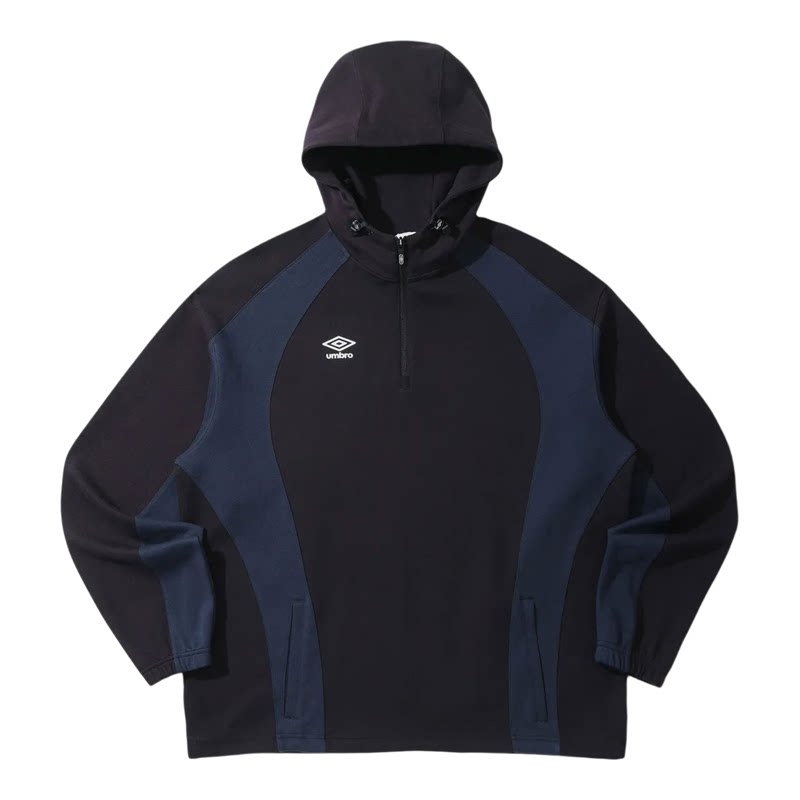 Umbro/茵宝 Active Bold Line 半拉链连帽衫 黑色卫衣115码