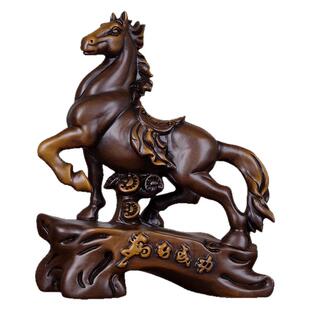 实木雕马到成功摆件生肖马招财工艺品办公室桌书房装饰品开业礼品