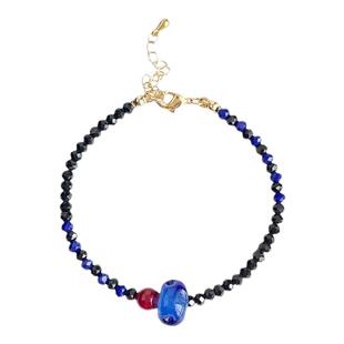 Hemo手作『碧海青天』国潮新中式琉璃串珠文艺风复古个性原创手链