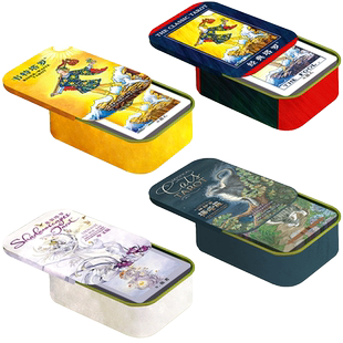 便携版铁盒塔罗牌经典花影韦特教程桌布维特正版tarot