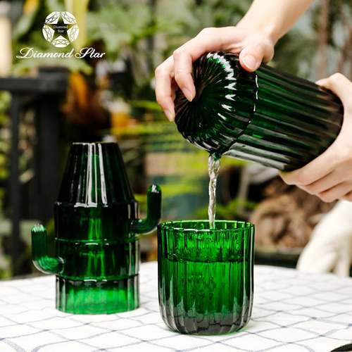 新品 钻石星 创意仙人掌叠叠杯家用餐桌装饰手工玻璃摆件冷水茶杯