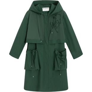 【播奥莱】播商场同款春季立体盘花力量感大口袋风衣女百搭外套