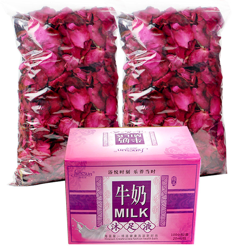 泡脚牛奶足浴100包花瓣死皮粉包