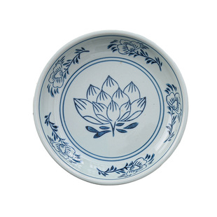 中式蓝莲花壶承干泡台丝瓜垫养壶陶瓷紫砂壶茶托承泡茶盘养壶盘