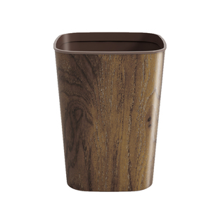 中式复古木纹垃圾桶家用创意客厅厨房卫生间卧室纸篓塑料无盖大号