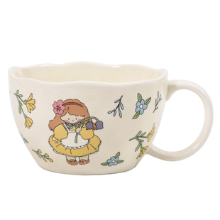 高颜值家用早餐杯陶瓷喝水杯带勺耐高温宽口燕麦杯小清新马克杯