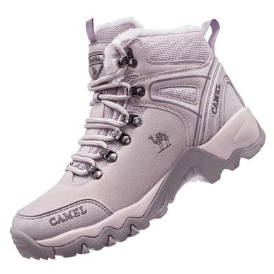 骆驼女士秋季高帮加绒保暖雪地靴