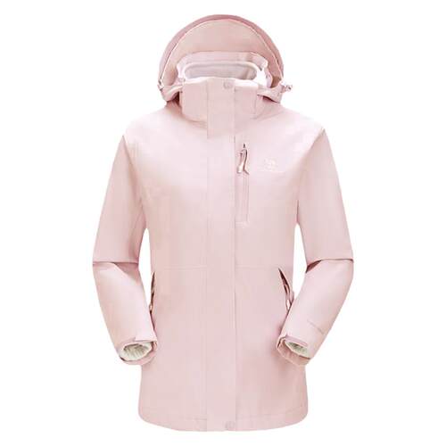 【春日粉】骆驼户外粉色冲锋衣女款三合一外套防风防水登山服装男
