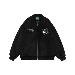 GOGOSOON外套男2025新款春秋情侣棒球服夹克鹿皮绒美式潮牌上衣Q