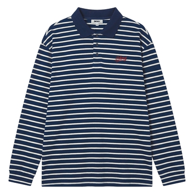 宽松休闲条纹长袖polo衫T恤