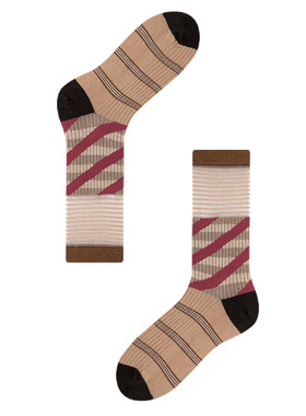 AR斜彩条纹袜子夏季薄款女款撞色中筒袜透气堆堆袜设计感艺术生袜