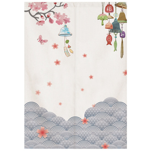 日式门帘家用卧室隔断帘卫生间短帘厨房防油烟半帘棉麻日本布帘子