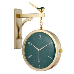 静音双面钟表挂钟石英钟客厅简约时钟时尚家用个性创意现代两面钟