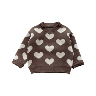 婴儿冬季毛衣套装女童爱心针织上衣洋气宝宝宝加绒保暖百搭打底裤